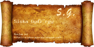 Siska György névjegykártya