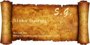 Siska György névjegykártya